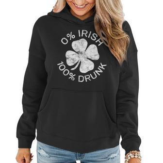 0 Irish 100 Drunk Vintage Saint Patrick Day Women Hoodie - Seseable