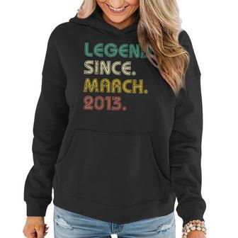 10 Years Old Gifts Legend Since March 2013 10Th Birthday Women Hoodie - Seseable