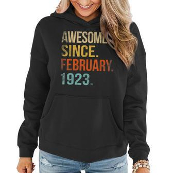100Th Birthday Gifts 100 Year Old Awesome Since February Women Hoodie - Thegiftio UK