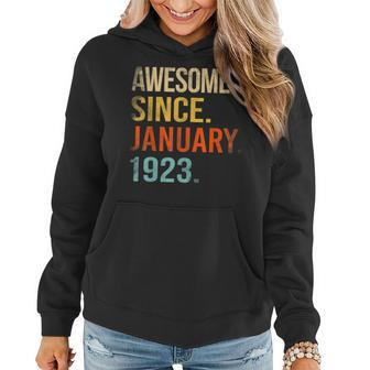 100Th Birthday Gifts 100 Year Old Awesome Since January 1923 Women Hoodie - Thegiftio UK