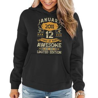 12 Year Old Birthday Made In January 2011 Limited Edition V2 Women Hoodie - Thegiftio UK