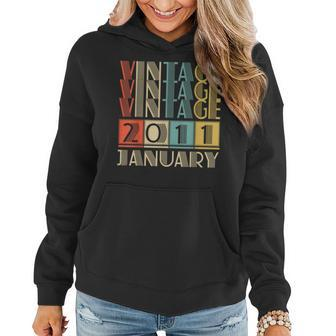 12 Year Old Gift Vintage Made In January 2011 12Th Birthday V2 Women Hoodie - Thegiftio UK
