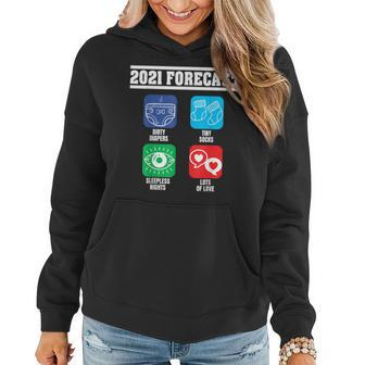 2021 Forecast New Dad Mom Baby Announcement Pregnancy Gift Women Hoodie | Mazezy
