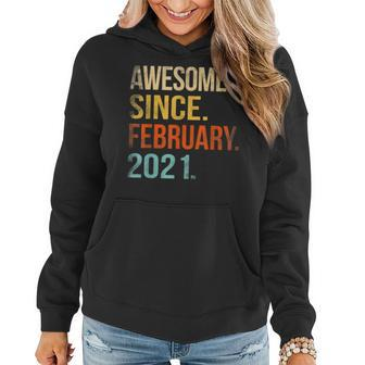 2Nd Birthday Gifts 2 Year Old Awesome Since February 2021 Women Hoodie - Thegiftio UK