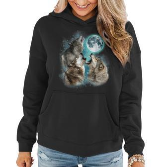 3 Wolf Moon Howling Wolf Head Funny Wolves For Men Women Women Hoodie | Mazezy