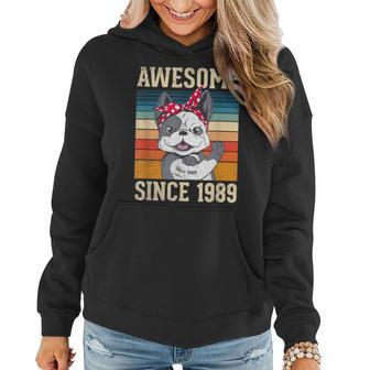 34 Year Old Awesome Since 1989 34Th Birthday Gift Dog Girl Women Hoodie - Seseable