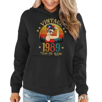 34Th Birthday Gift 34 Years Old For Women Retro Vintage 1989 Women Hoodie - Seseable