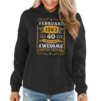 40 Years Old Gifts Vintage February 1983 40Th Birthday V2 Women Hoodie - Seseable