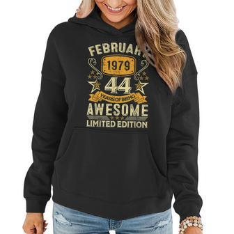 44 Year Old Awesome Since February 1979 44Th Birthday Gifts Women Hoodie - Seseable