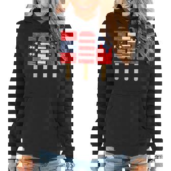 4Th Of July Popsicle Red White Blue American Flag Patriotic Women Hoodie Graphic Print Hooded Sweatshirt - Thegiftio UK
