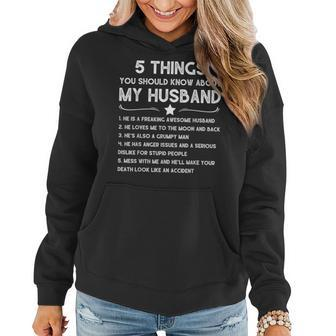 5 Things You Should Know About My Husband Funny Wife Quote Women Hoodie | Mazezy