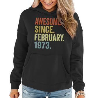 50 Year Old Gifts Vintage Retro February 1973 50Th Birthday V2 Women Hoodie - Seseable