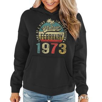 50 Years Old Gifts Vintage February 1973 50Th Birthday Gift Women Hoodie - Seseable
