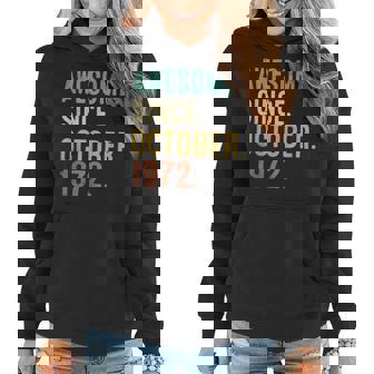 50 Years Old Vintage Awesome October 1972 50Th Birthday Gift Women Hoodie Graphic Print Hooded Sweatshirt - Thegiftio UK