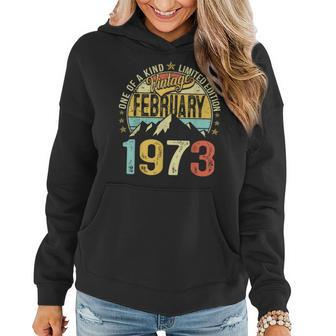 50Th Birthday Mens Vintage February 1973 Gifts 50 Years Old Women Hoodie - Seseable