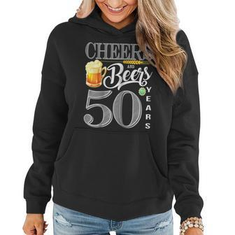 50Th Birthday Shirt Cheers And Beers To 50 Years Women Hoodie | Mazezy