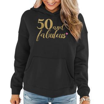 50Th Birthday Women Shirt - 50 And Fabulous Gold And Pink Women Hoodie | Mazezy