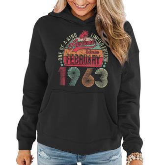 60 Year Old Awesome Since February 1963 Gifts 60Th Birthday Women Hoodie - Seseable