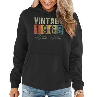 60 Year Old Gifts Made In 1963 Vintage 60Th Birthday Retro V2 Women Hoodie - Seseable