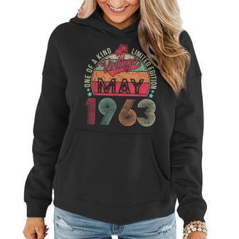 60 Year Old Made In 1963 Vintage May 1963 60Th Birthday Gift Women Hoodie - Thegiftio UK