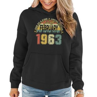 60 Years Old Mens Vintage February 1963 60Th Birthday Gifts Women Hoodie - Seseable