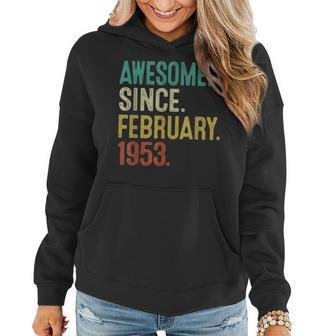 70 Year Old Gifts Vintage Retro February 1953 70Th Birthday Women Hoodie - Seseable