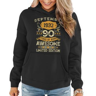 90 Year Old Gift Bday Made In September 1932 Limited Edition Women Hoodie Graphic Print Hooded Sweatshirt - Thegiftio UK
