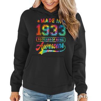 90 Year Old Tie Dye 90Th Birthday Women Girl Awesome 1933 Women Hoodie - Thegiftio UK