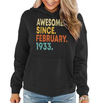 90Th Birthday Gift 90 Years Old Awesome Since February 1933 V2 Women Hoodie - Seseable