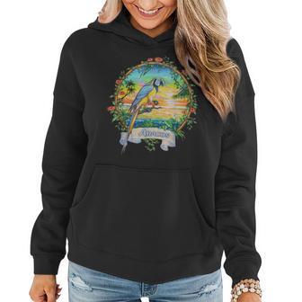 Abaco Bahamas Vintage Sunset Parrot Vacation Women Hoodie Graphic Print Hooded Sweatshirt - Thegiftio UK