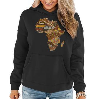 Africa Map Kente Cloth Black History Month Afro Africa Pride Women Hoodie - Seseable