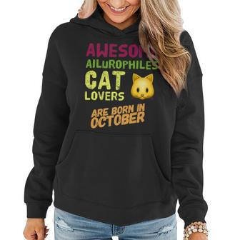 Ailurophiles-Cat Lover-October Birthday-Stuff Women Hoodie Graphic Print Hooded Sweatshirt - Thegiftio UK