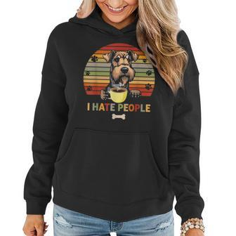 Airedale Terrier Dog Fathers Day I Hate People With Coffee Women Hoodie - Thegiftio UK