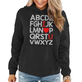 Alphabet Abc I Love You Valentines Day Heart Gifts V2 Women Hoodie - Seseable