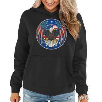 American Eagle With Stars And Stripes Graphic 4Th Of July Women Hoodie - Seseable
