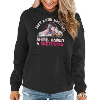 Anime And Sketching Funny Girl Who Loves Anime Drawing Women Hoodie - Seseable