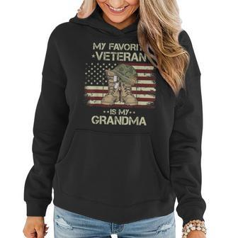 Army Veterans Day My Favorite Veteran Is My Grandma Kids Women Hoodie - Seseable