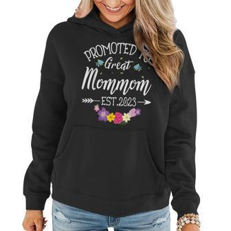 Arrow Flowers Happy To Me Promoted To Great Mommom Est 2023 Women Hoodie | Mazezy UK