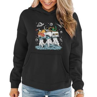 Astronaut And Alien Drive Space Car Women Hoodie - Monsterry UK