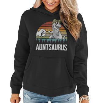 Auntsaurus Aunt Dinosaurs Dad & Baby Fathers Day Gift Women Hoodie - Seseable