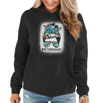 Autism Awareness Autism Mom Life Messy Hair Bun Mothers Day Women Hoodie | Mazezy