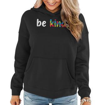 Autism Awareness Be Kind Colorful Puzzle Pieces Women Hoodie | Mazezy AU