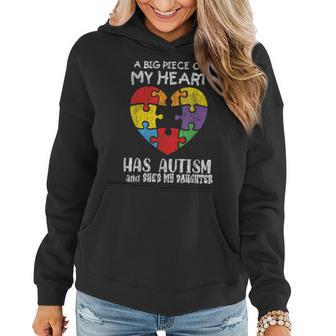 Autism Awareness - Dad Mom Daughter Autistic Kids Awareness Women Hoodie - Seseable