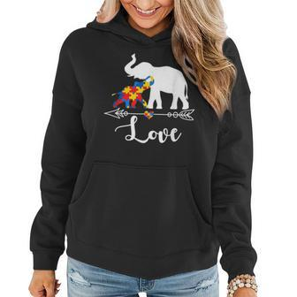 Autism Awareness Elephant Hearts Love Gifts Mom Dad Kids Women Hoodie - Seseable