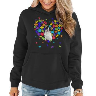 Autism Awareness French Bulldog Cute Heart Dog Dad Mom Gift Women Hoodie - Seseable