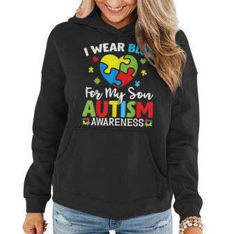 Autism Awareness Month Dad Mom Heart I Wear Blue For My Son Women Hoodie | Mazezy