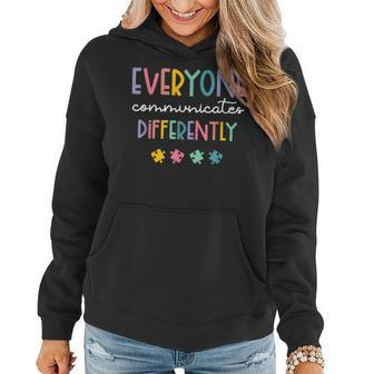 Autism Awareness Month Everyone Communicate Differently V2 Women Hoodie - Seseable