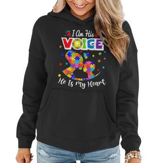 Autism Mom I Am His Voice He Is My Heart Women Hoodie | Mazezy