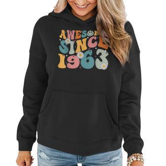 Awesome Since 1963 60Th Birthday Retro Gifts Born In 1963 Women Hoodie - Seseable