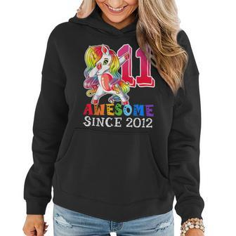Awesome Since 2012 Dabbing Unicorn 11 Year Old Birthday Girl Women Hoodie - Seseable
